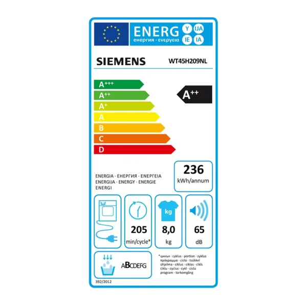 Siemens WT45H209NL extraKlasse warmtepompdroger