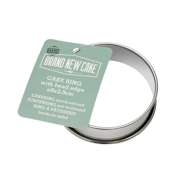 Cakering met kraalrand met een diameter van 8 centimeter en een hoogte van 2,5 centimeter