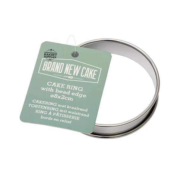 Cakering met kraalrand met een diameter van 8 centimeter en een hoogte van 2 centimeter