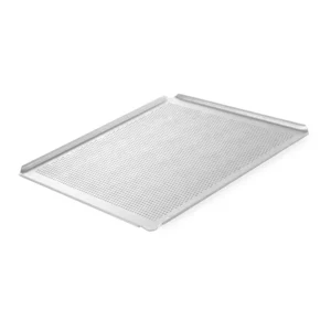 Aluminium geperforeerde bakplaat van 35,4 centimeter lang, 32,5 centimeter breed en 0,5 centimeter hoog